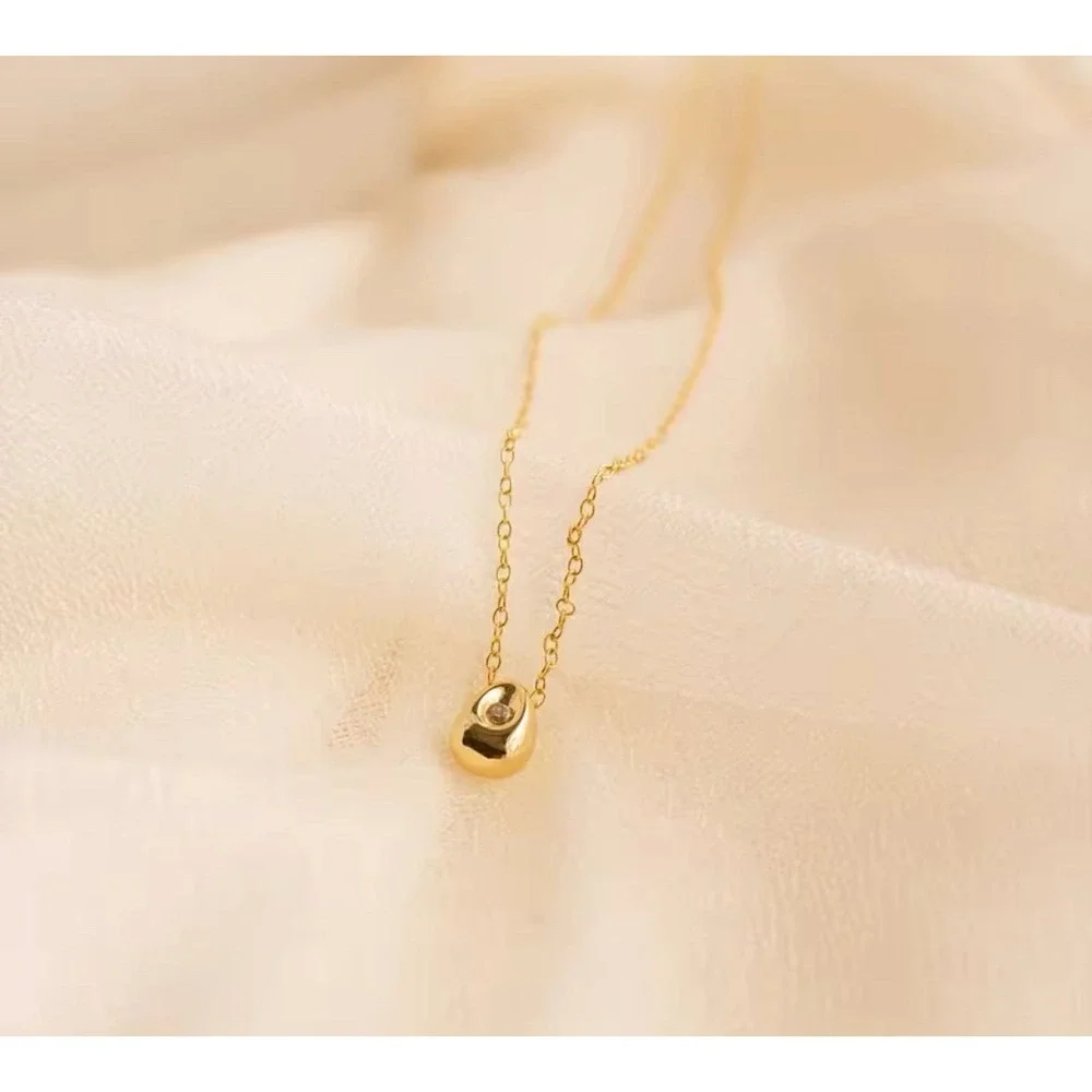 14k Gold‎ Stainless Steel Tarnish Proof Teardrop Minimalist Diamond Simulate